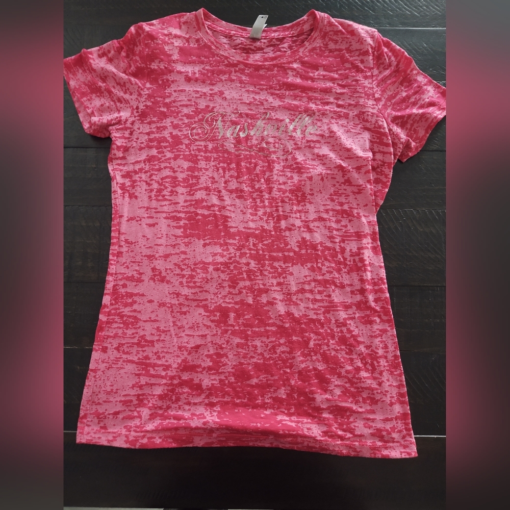 Nashville Burnout tee Pink XL